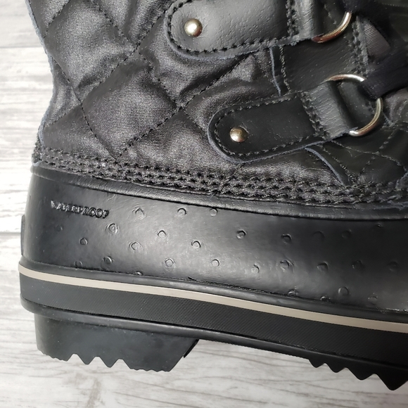 Sorel Tofino Boots Calf NEW Womens Black Fur Topped Duck Rubber Boots 8 Designer - Picture 3 of 11